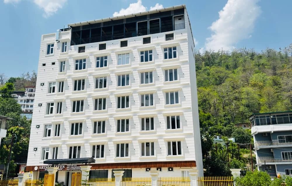 A boutique guesthouse set into the forested hills above Rishikesh